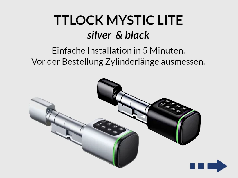 Produktabildung smarter Türzylinder TTLOCK MYSTIC LITE, silver & black